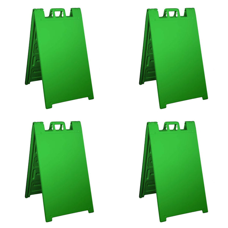 Plasticade Signicade Portable Folding Sidewalk Double Sided Sign, Green (4 Pack)