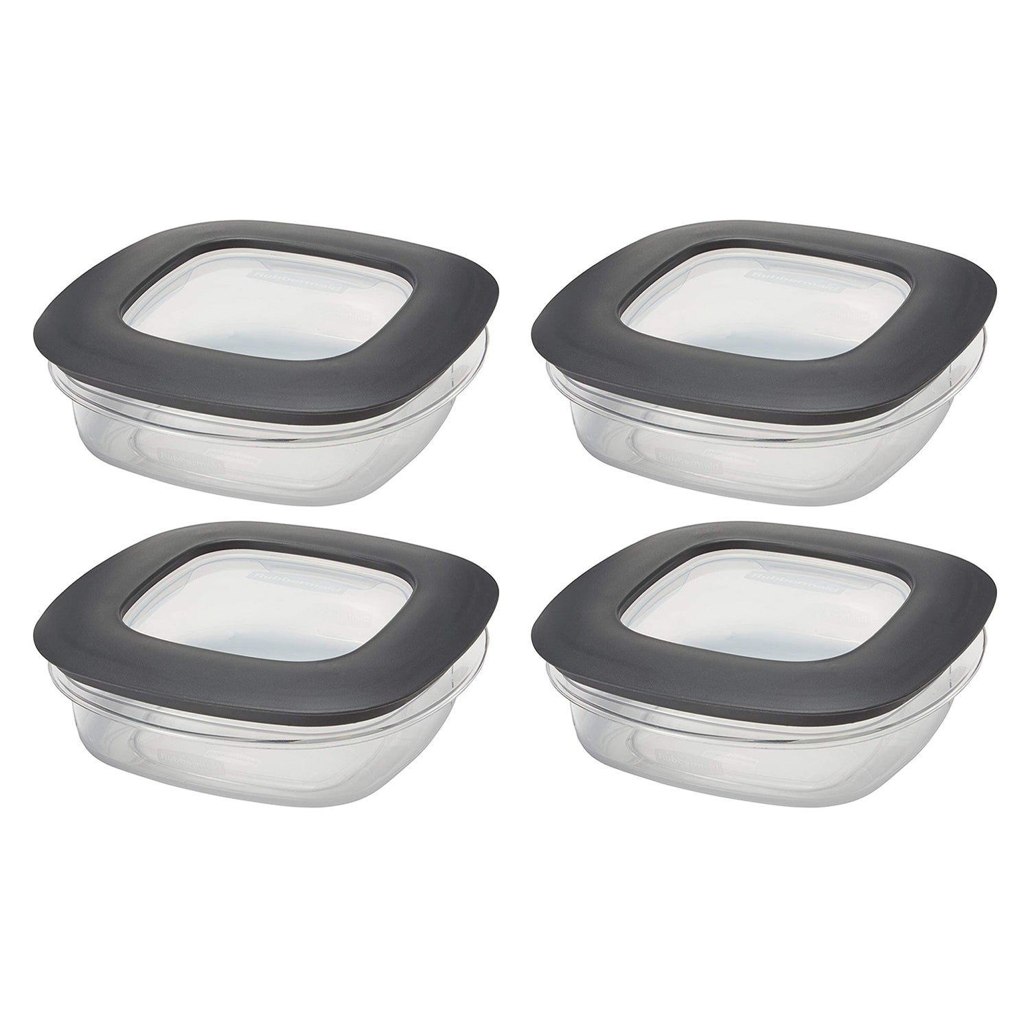 Rubbermaid 3 Cup Square Premier Plastic Storage Container w/ Lid, Clear (4 Pack)