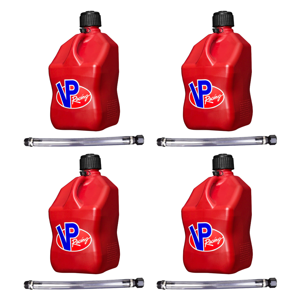 VP Racing Fuels 5.5 Gallon Utility Jugs with Deluxe Filler Hoses, Red (4 Pack)