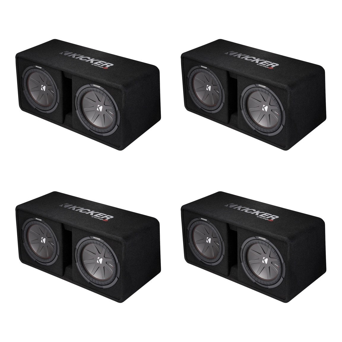 Kicker Dual CompR 12" 2000W 2-Ohm High-Performance Subwoofer Enclosure (4 Pack)