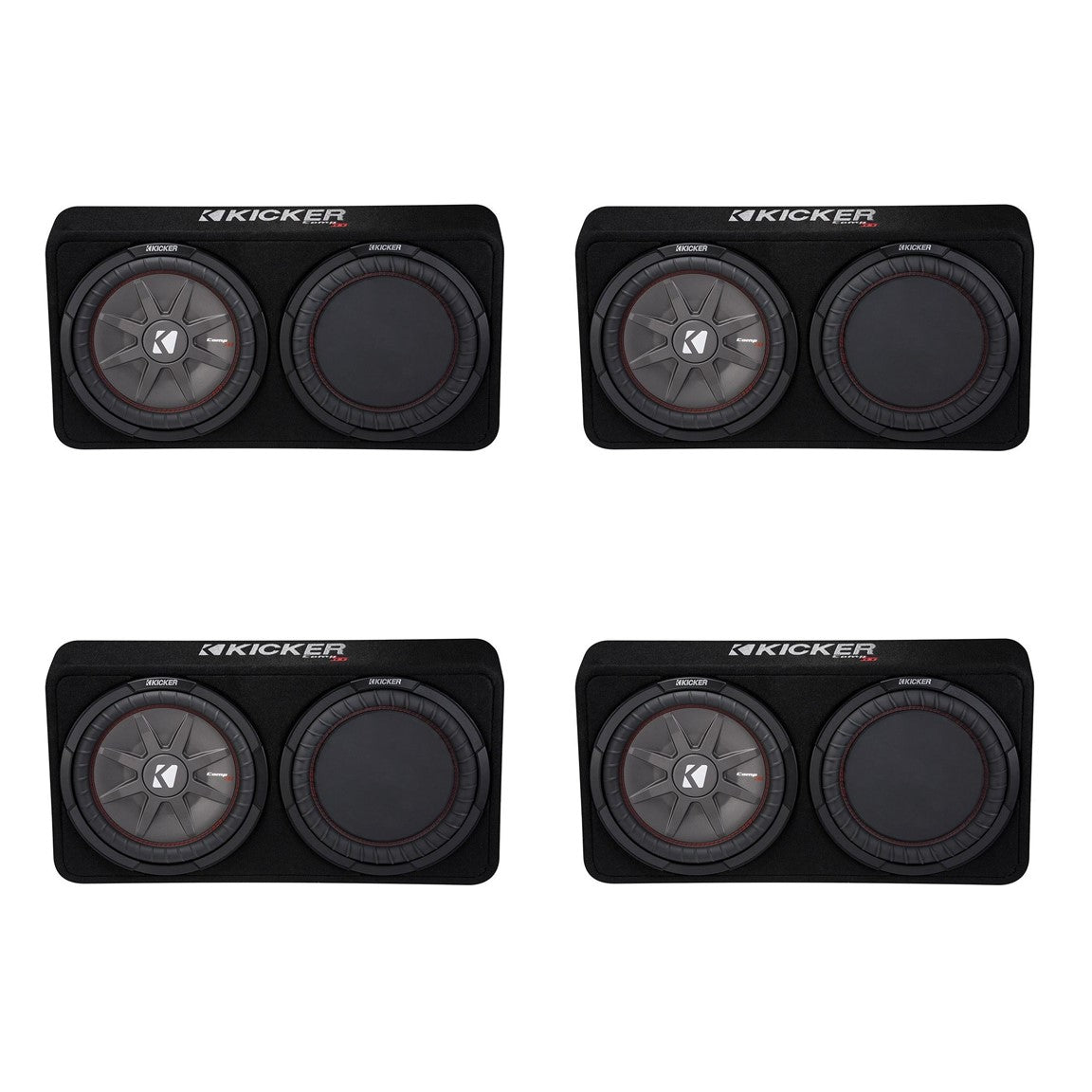 Kicker 1000W Dual 12" 2-Ohm Slim Shallow Subwoofer Sealed Enclosure (4 Pack)