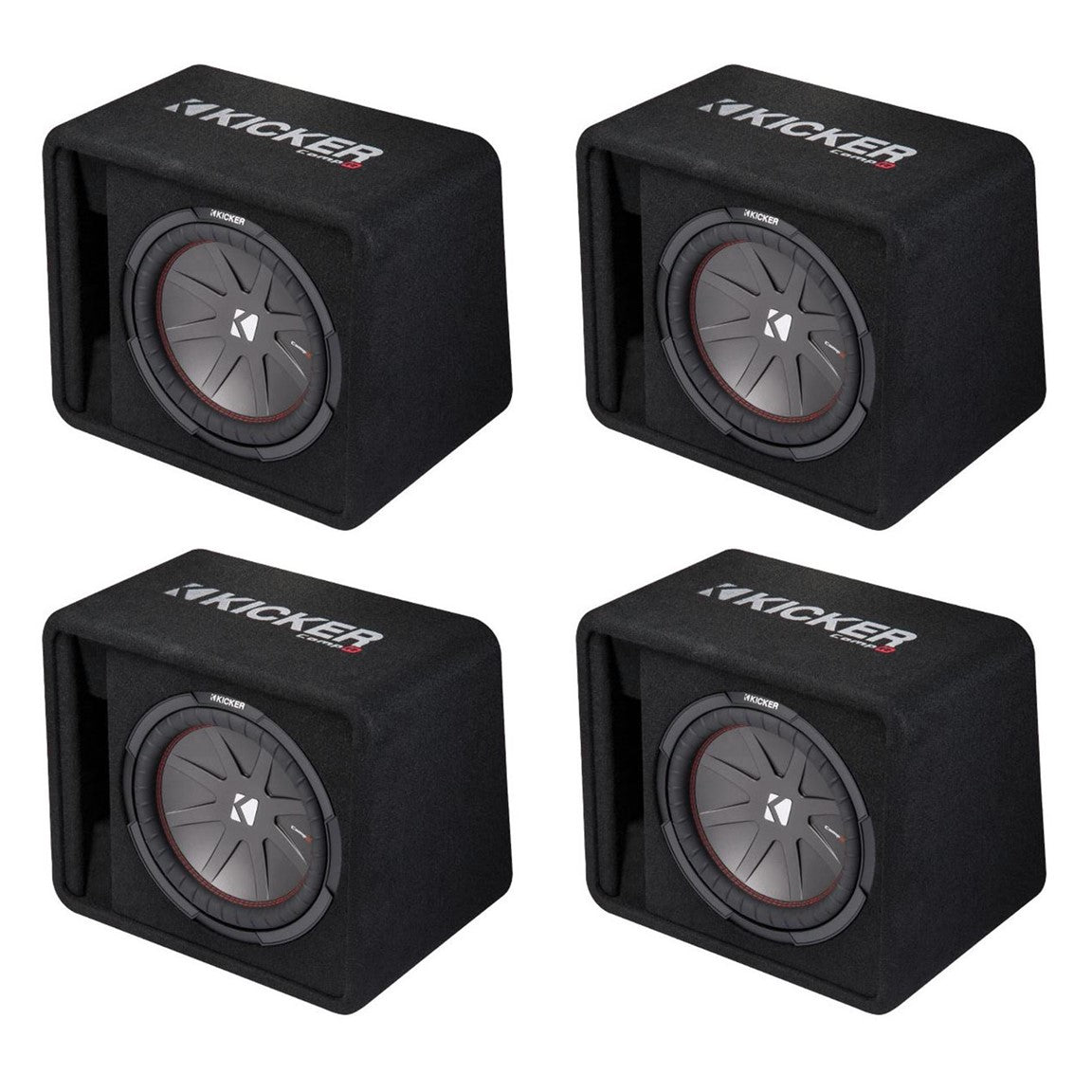 Kicker 12" 1000W 2-Ohm Ported Vented Subwoofer Enclosure Box 43VCWR122 (4 Pack)