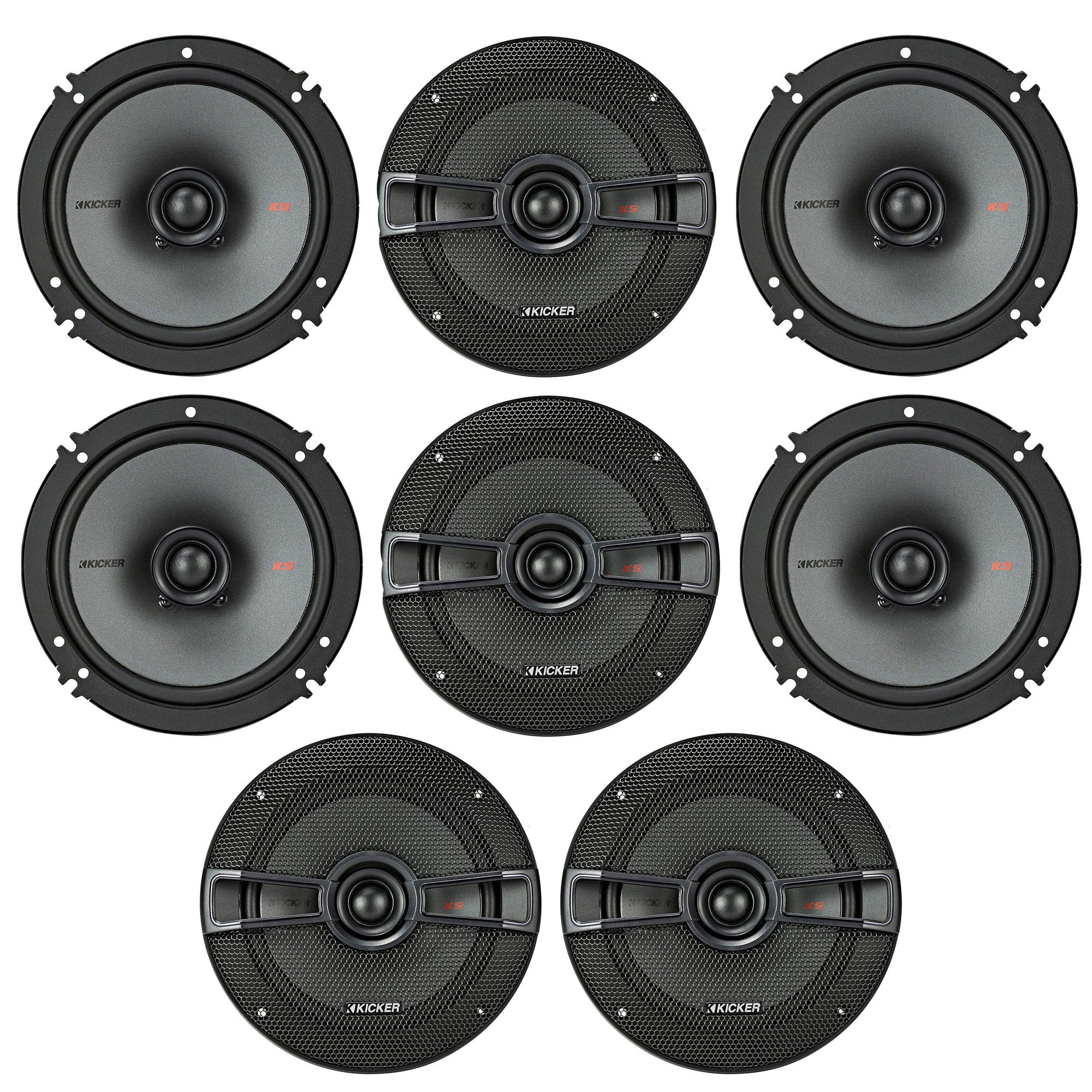 KICKER 44KSC6504 KS Series 6.5 Inch 4 Ohm Coaxial Car Audio Speakers (8 Pack) - VMInnovations