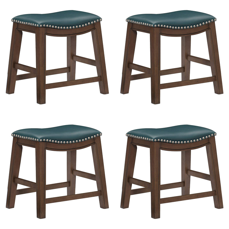 Homelegance 18" Dining Height Wooden Saddle Seat Barstool, Green Brown (4 Pack)