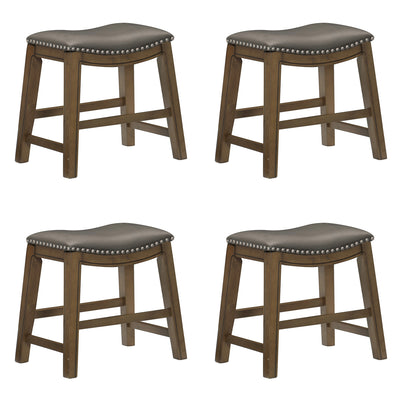 Homelegance 18" Dining Height Wooden Saddle Seat Barstool, Gray Brown (4 Pack)