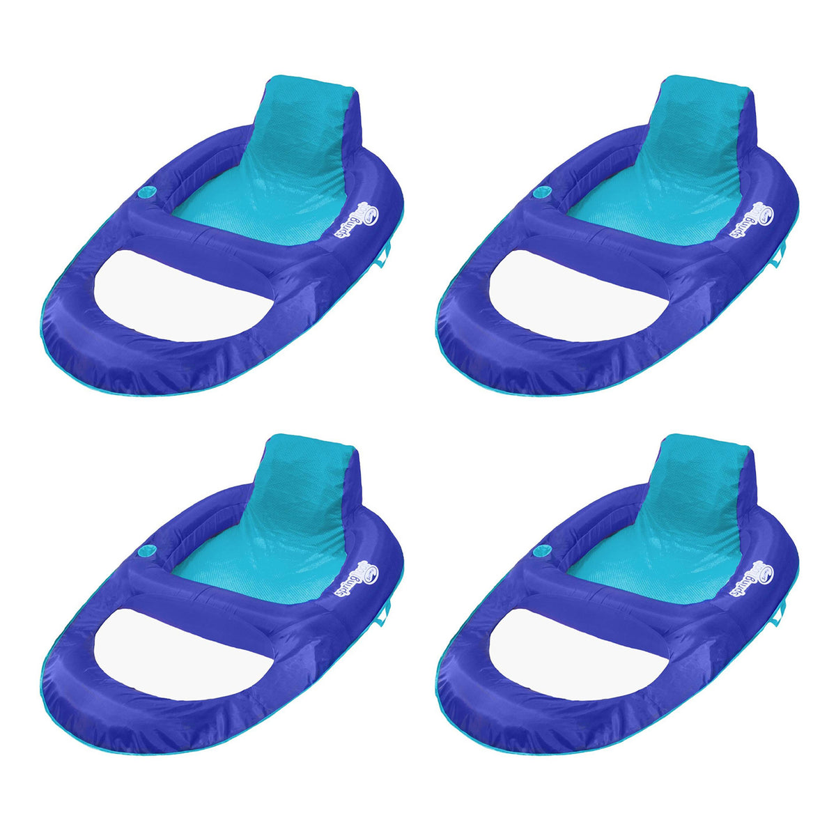 SwimWays Spring Float Recliner XL Floating Swimming Pool Lounge Chair (4 Pack)