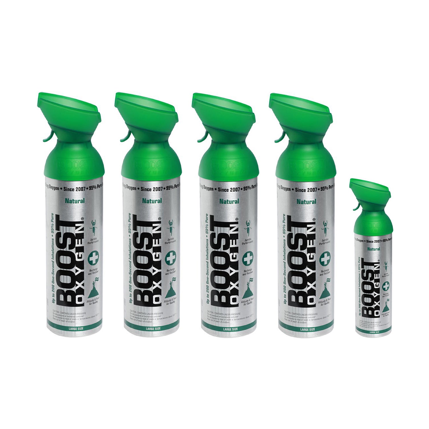 Boost Oxygen 10 & 2 Liter Portable Canned Oxygen Canister Tester Kit (5 Pack) - VMInnovations