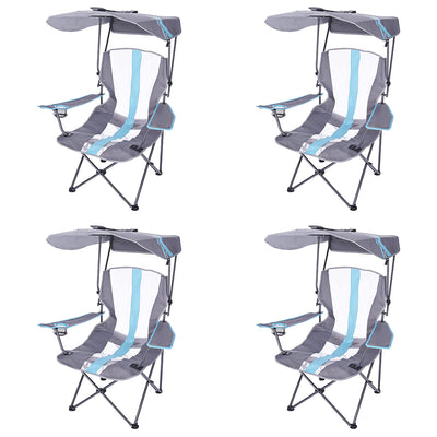 Kelsyus Premium Portable Camping Chair, 50+UPF Canopy & Cup Holder, Blue (4Pack) - VMInnovations