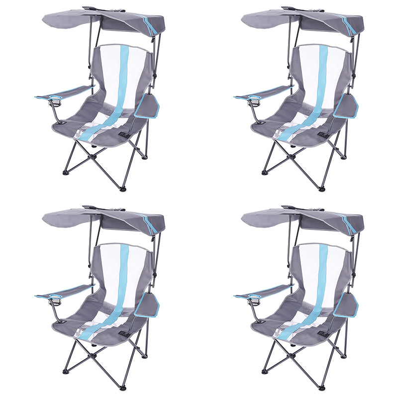 Kelsyus Premium Portable Camping Chair, 50+UPF Canopy & Cup Holder, Blue (4Pack) - VMInnovations