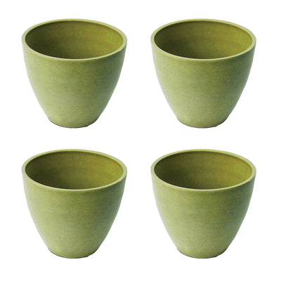 Algreen Round Valencia Indoor and Outdoor Planter and Flower Pot, Green (4 Pack)