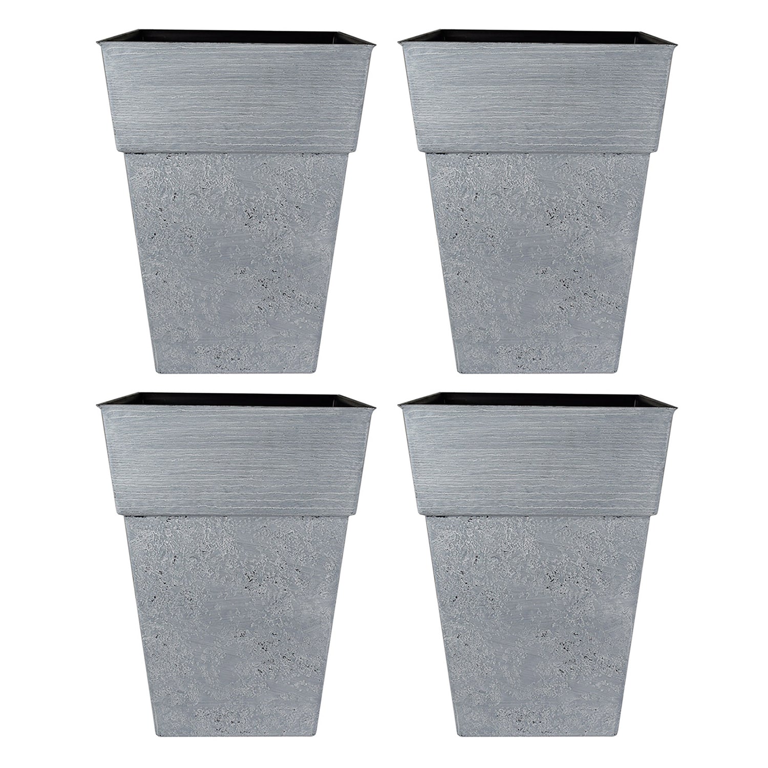 The HC Companies Avino 16-Inch Square Resin Planter Pot, Oxidized Black (4 Pack) - VMInnovations