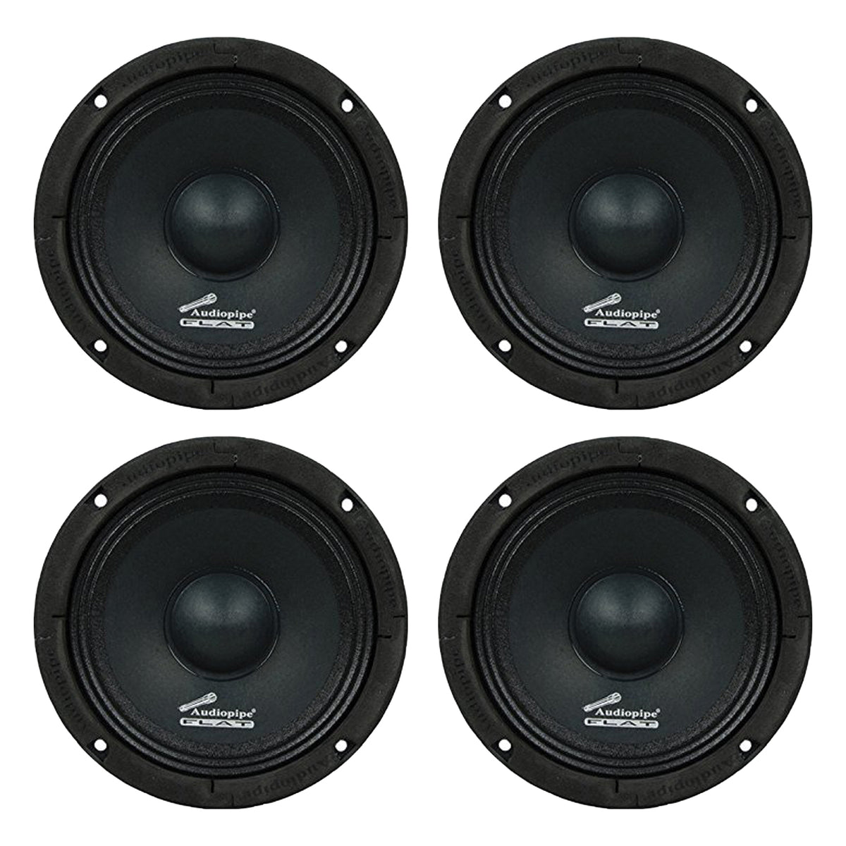 Audiopipe 250W 6.5-inch Flat Mount APMB Series Midrange Driver Speaker (4 Pack)