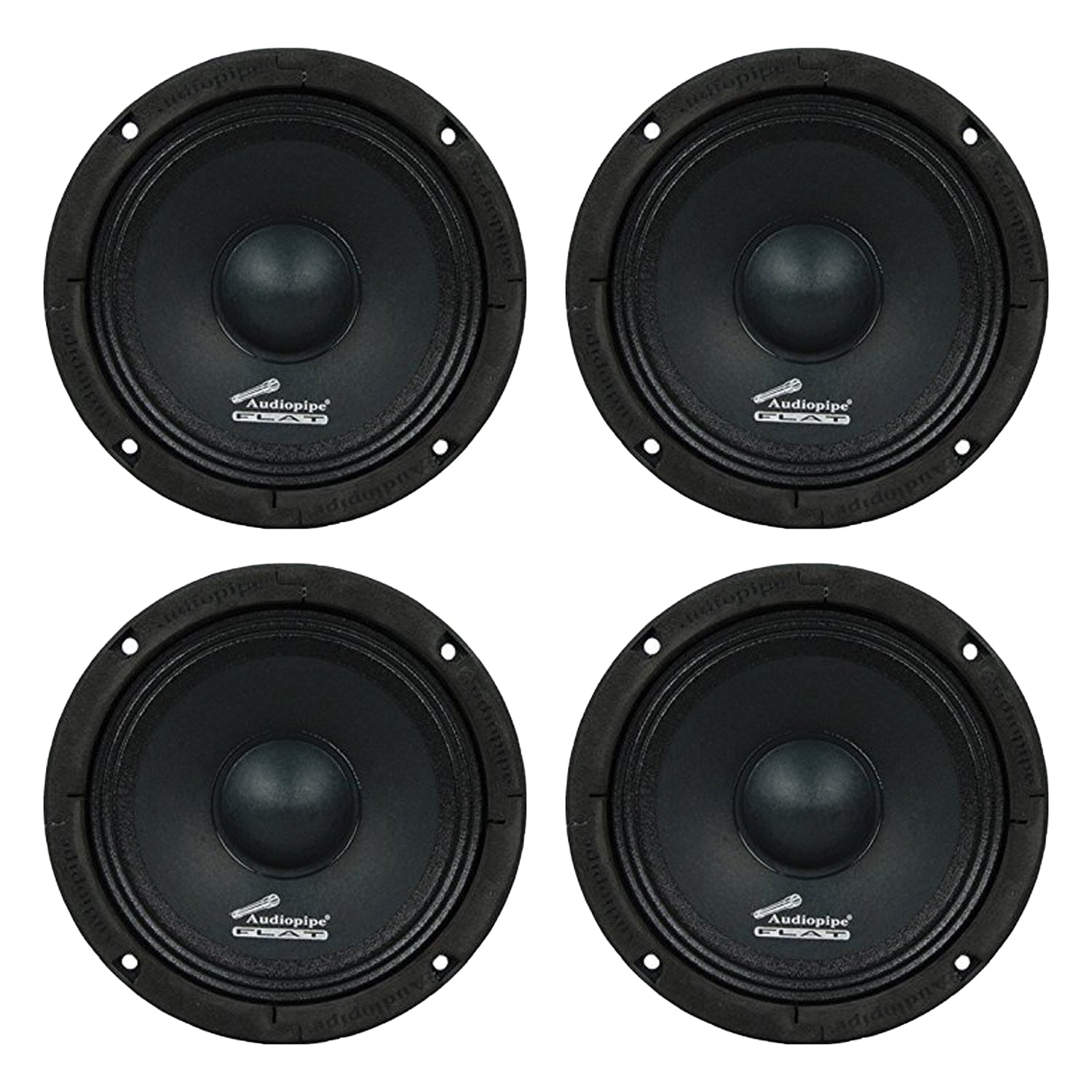 Audiopipe 250W 6.5-inch Flat Mount APMB Series Midrange Driver Speaker (4 Pack)