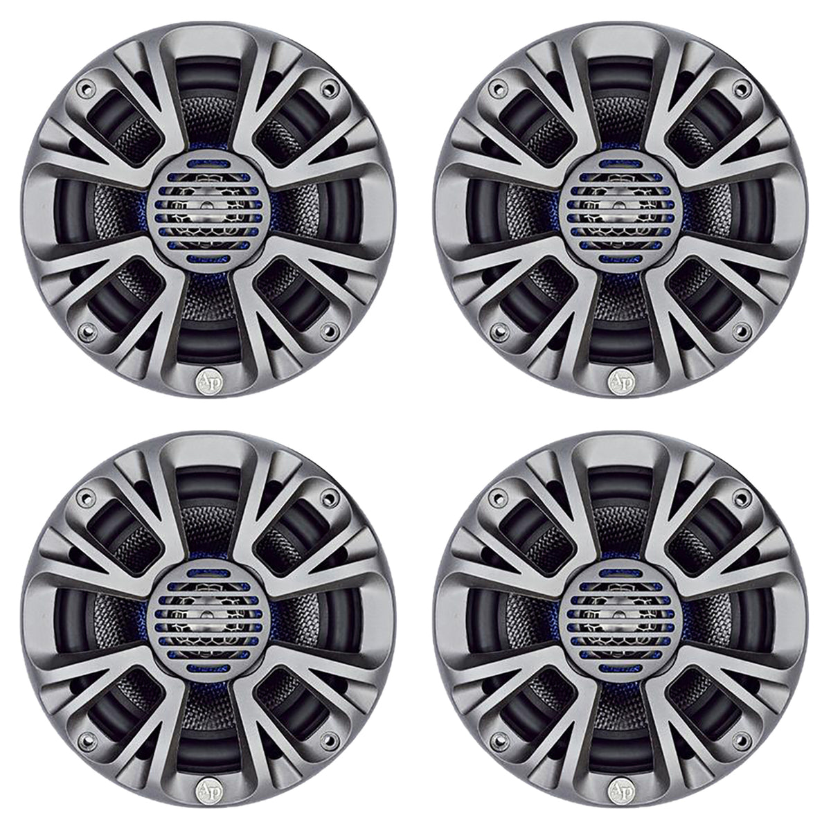 Audiopipe 250 Watt Max 4 Ohms Car Audio 2 Way Marine Speaker, Silver (4 Pack)