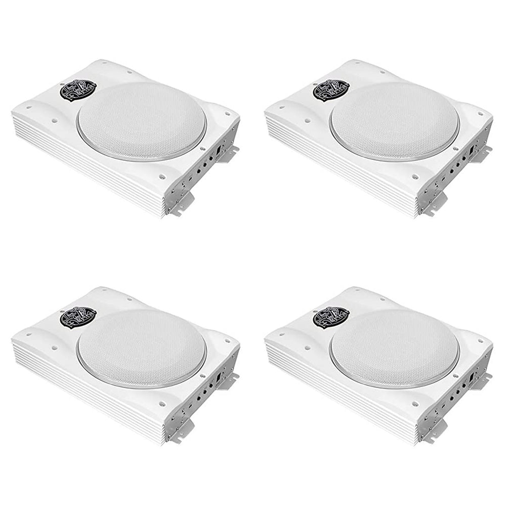 Lanzar AQTB8 Waterproof 1000 W Amplified Marine Subwoofer System, White (4 Pack)