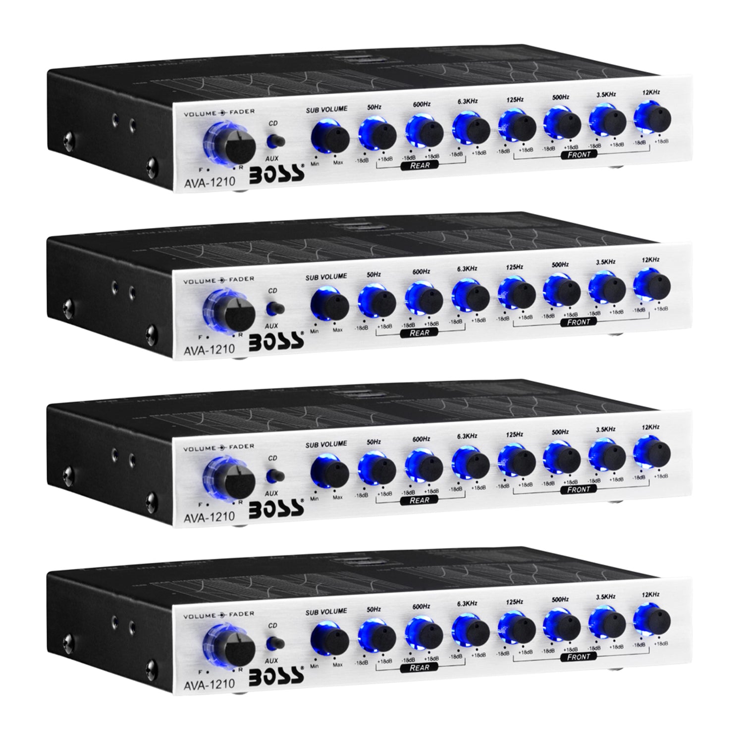 Boss AVA-1210 7-Band Car Stereo Equalizer Preamp Amplifier Audio EQ (4 Pack)
