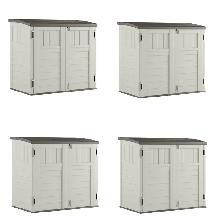 Suncast 34 Cubic Feet Horizontal Backyard Storage Stow Away Shed, Ivory (4 Pack) - VMInnovations