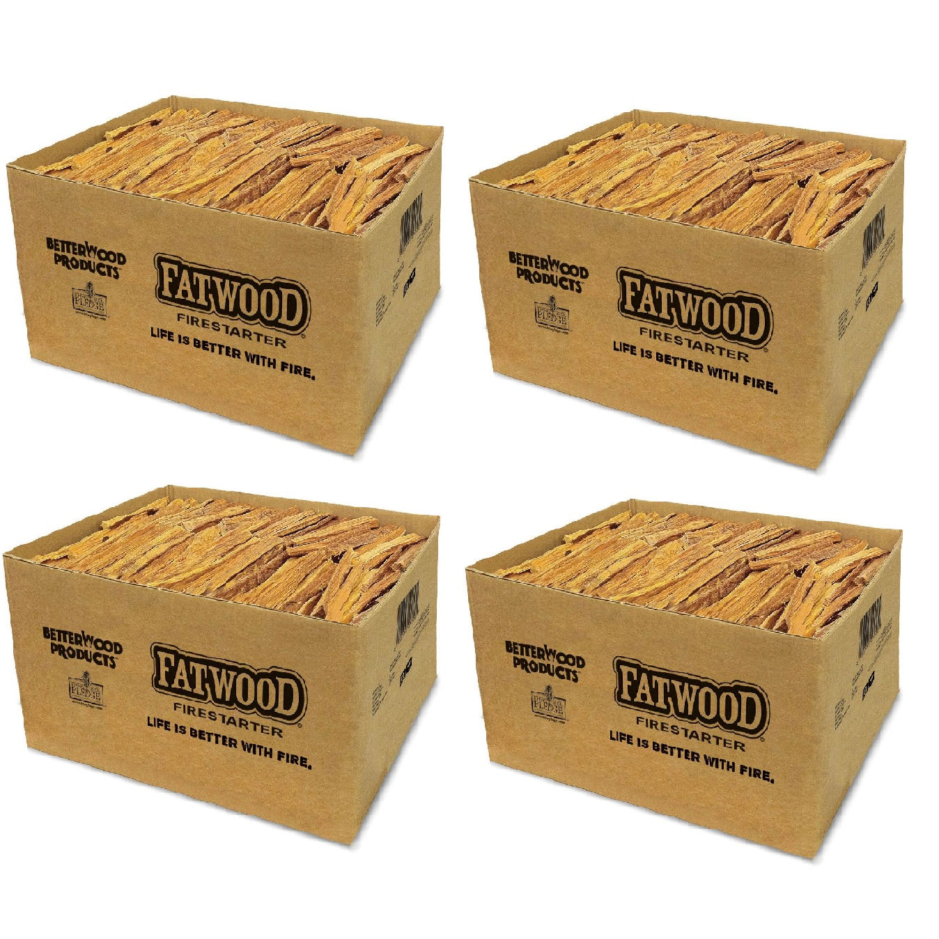 Betterwood Products Natural Hand Split Fatwood 25 Pound Firestarter (4 Pack) - VMInnovations