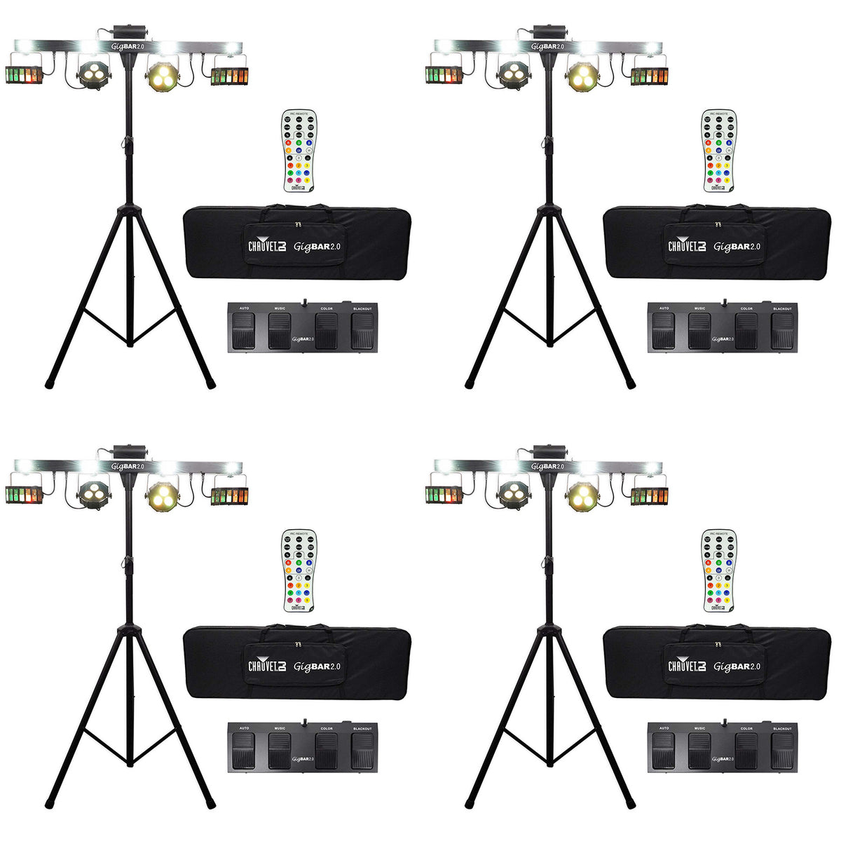 Chauvet DJ LED 2.0 Light FX System + Tripod+Remote+Footswitch+Bag (4 Pack)