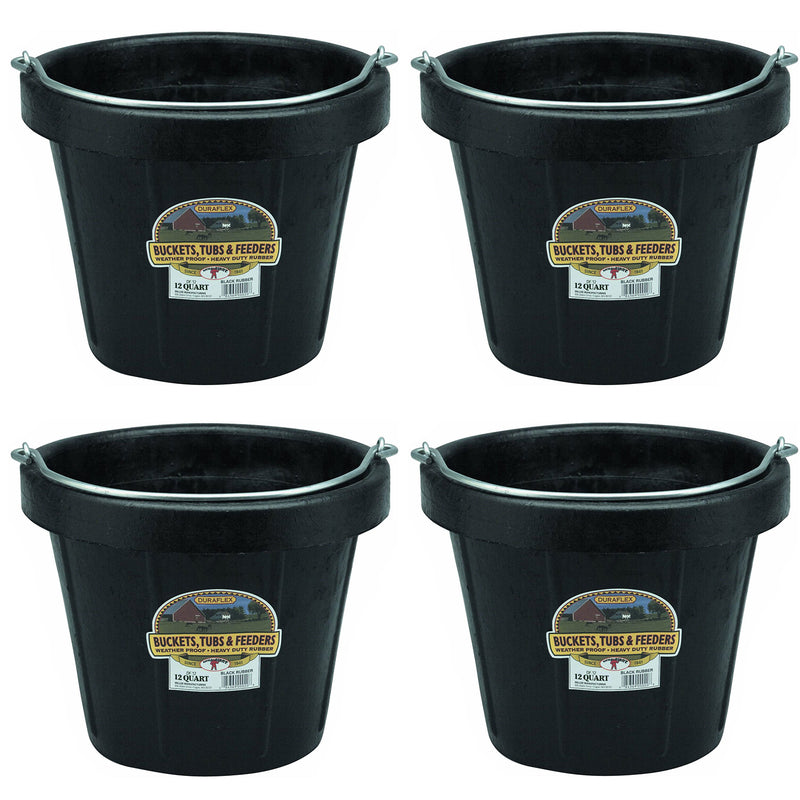 Little Giant 12 qt Flexible All-Purpose Rubber Bucket w/ Steel Handle (4 Pack)