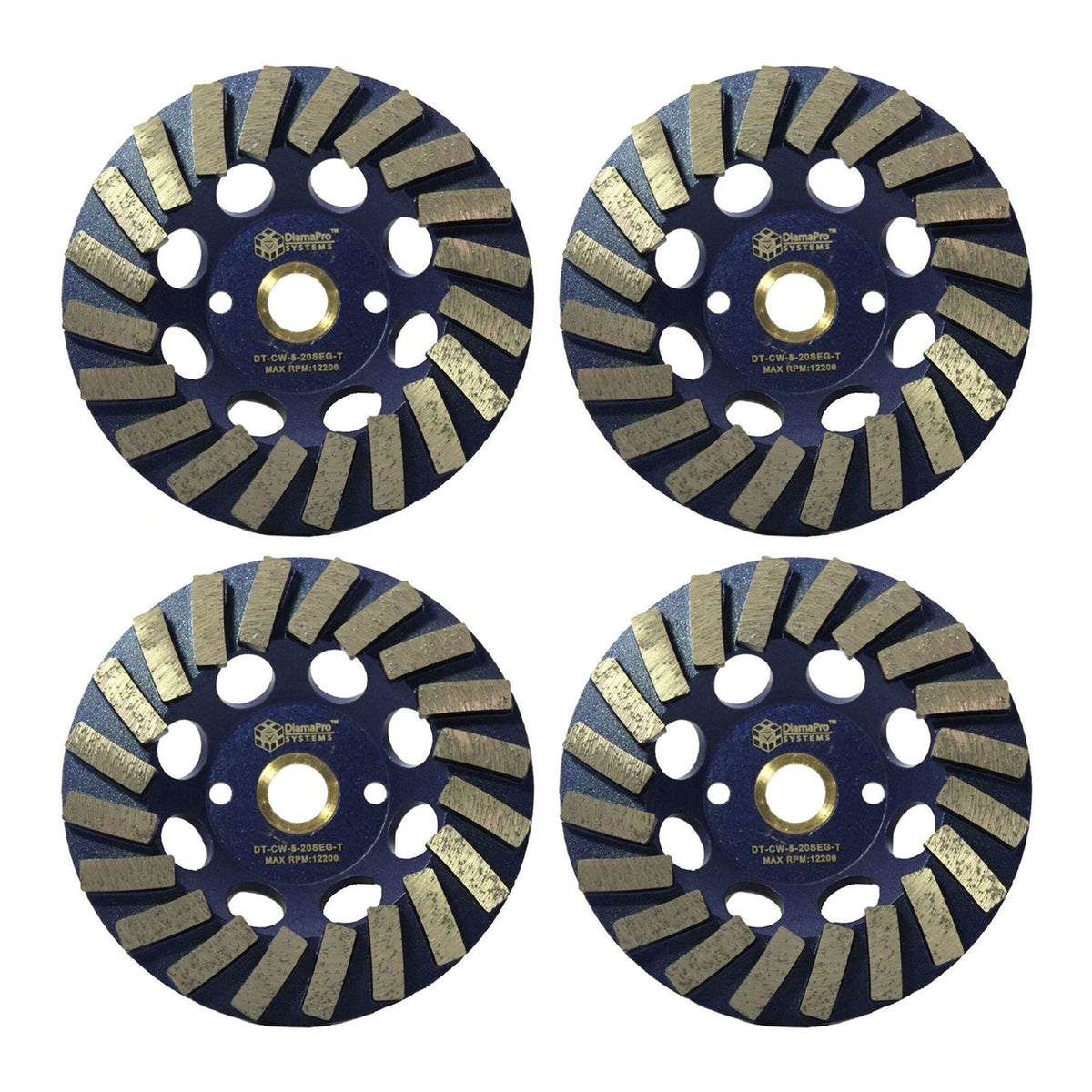 DiamaPro Systems 5 Inch 20 Segment Turbo Concrete Grinding Cup Wheel (4 Pack)