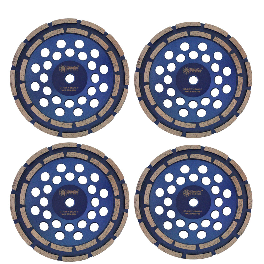 DiamaPro Systems Non Threaded 7 In Double Row Grinding Cup Wheel Tool, (4 Pack)
