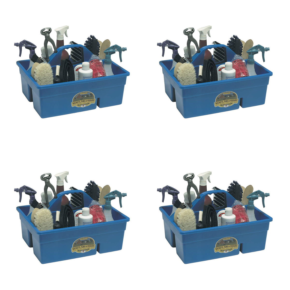 Little Giant Stable Supplies Plastic Organization DuraTote Box, Blue (4 Pack)