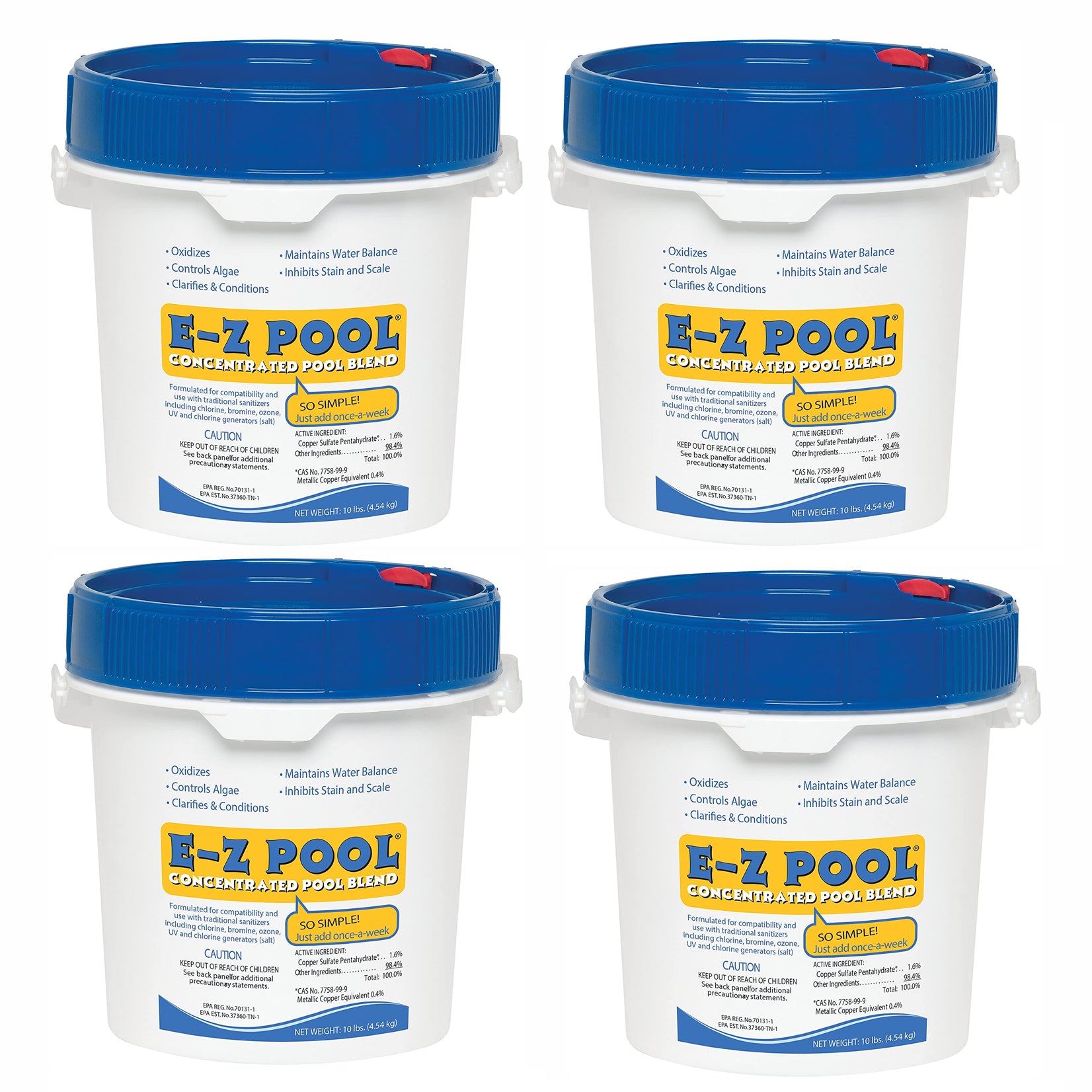 E-Z Pool Weekly All in 1 Concentrated Pool Care Solution Blend, 10 Lbs (4 Pack) - VMInnovations