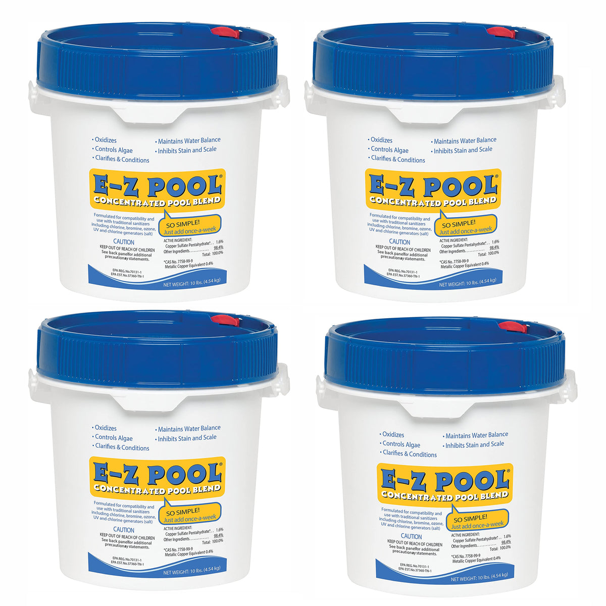 E-Z Pool Weekly All in 1 Concentrated Pool Care Solution Blend, 10 Lbs (4 Pack)
