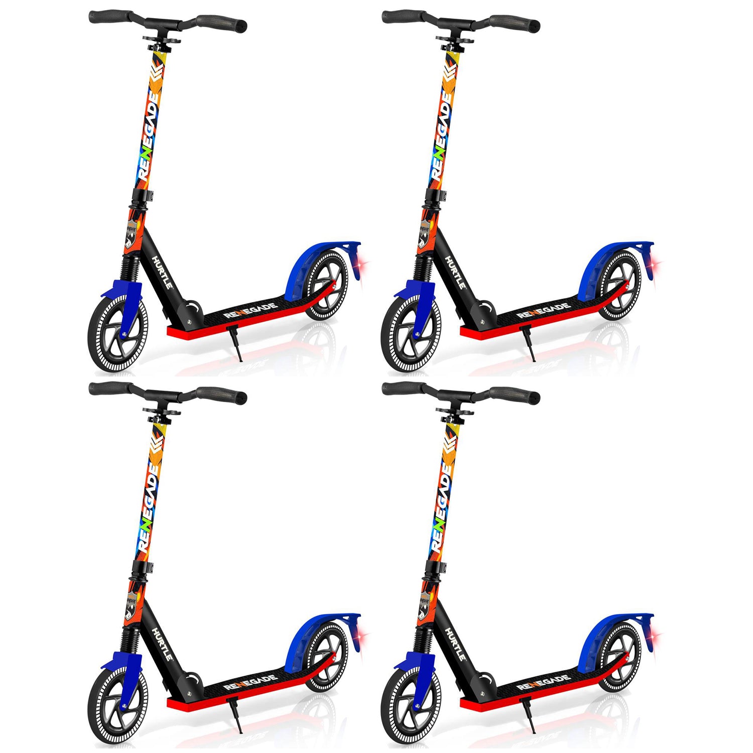 Hurtle Renegade Lightweight Foldable Teens and Adult Kick Scooters (4 Pack) - VMInnovations