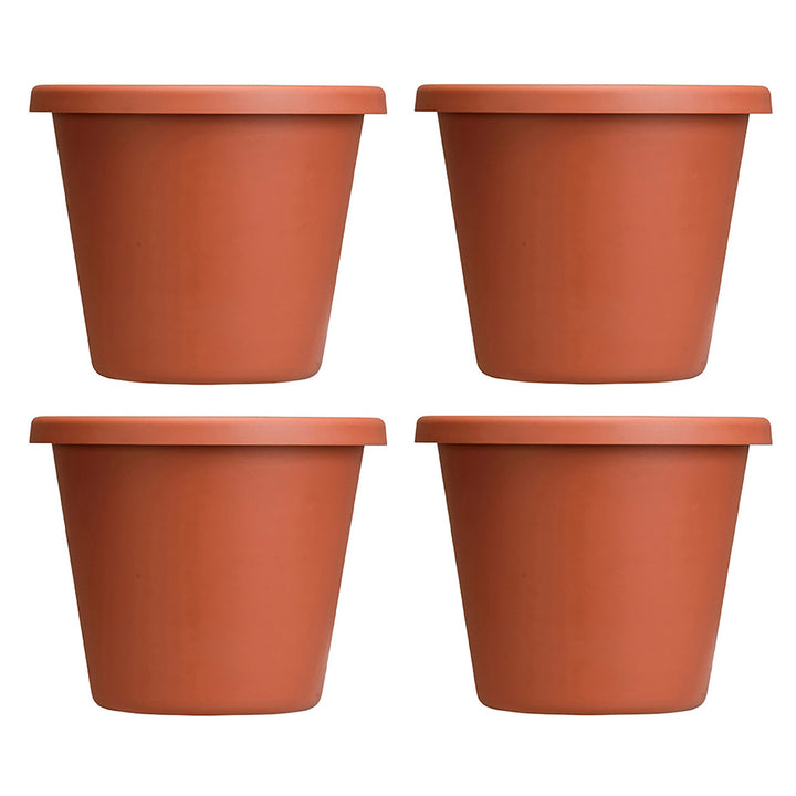 HC Companies LIA24000E35 24-Inch Indoor Plastic Round Classic Pot, Clay (4 Pack) - VMInnovations