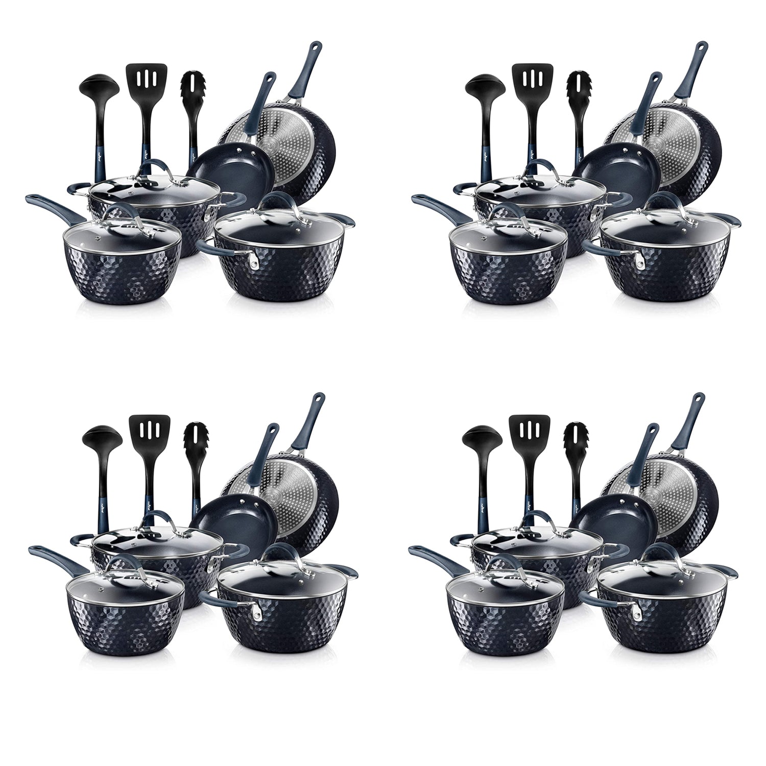 NutriChef Nonstick Cooking Kitchen Cookware 11 Piece Pots and Pans Set (4 Pack) - VMInnovations