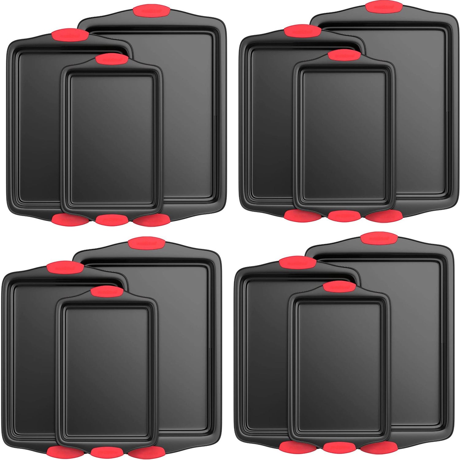 NutriChef Kitchen Deluxe Non Stick Carbon Steel 3 Piece Bakeware Set (4 Pack)