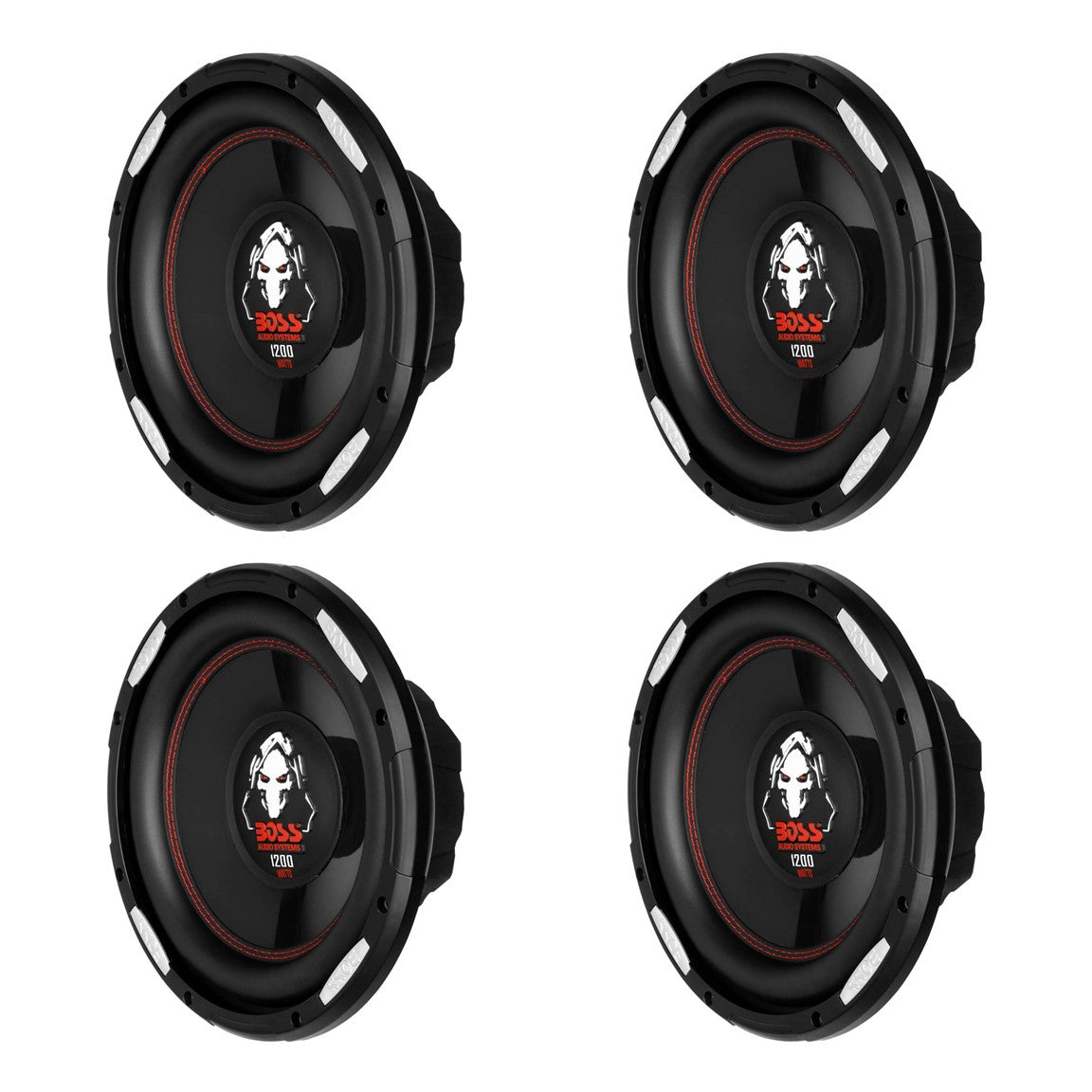 BOSS Audio P100F 10" 1200 Watt Car Shallow/Slim Subwoofer Power Audio (4 pack)