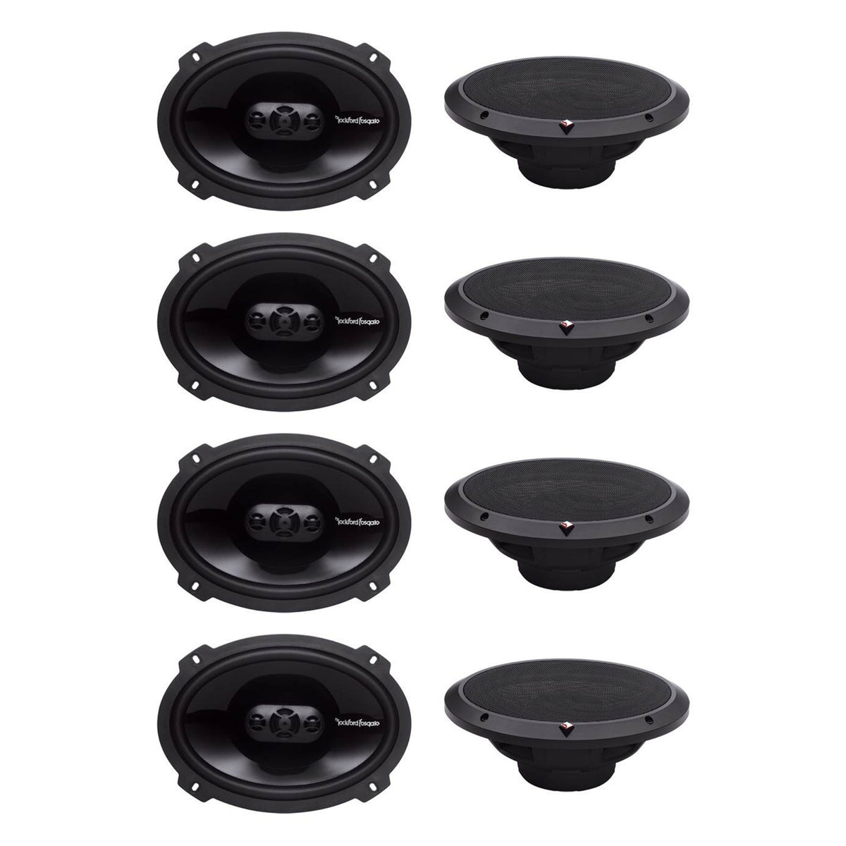 Rockford Fosgate 6 x 9" 150 W 4 Way Car Coaxial Speakers Audio, Pair (4 Pack)