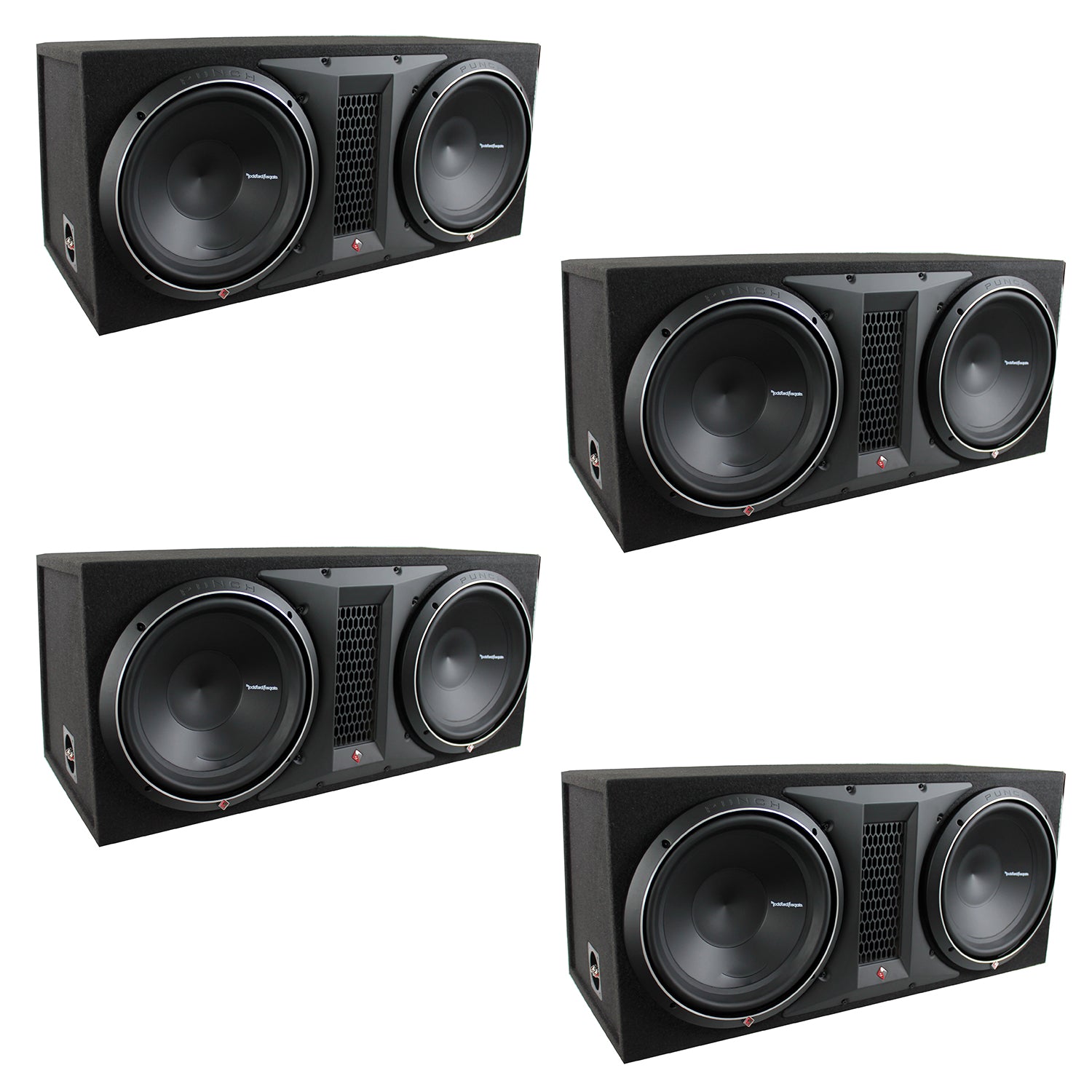 Rockford Fosgate 12 Inch 2400 Watt Dual Loaded Subwoofer Sub Enclosure (4 Pack)