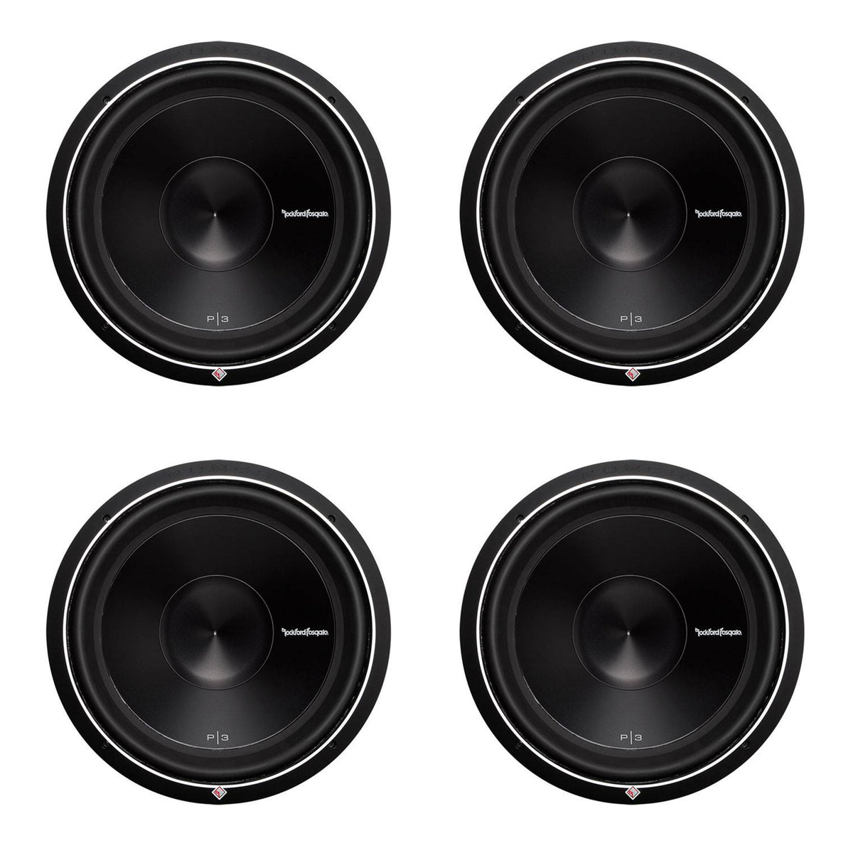 Rockford Fosgate 15" 1200 Watt 2-Ohm Car Audio Subwoofer Sub P3D215 (4 Pack)