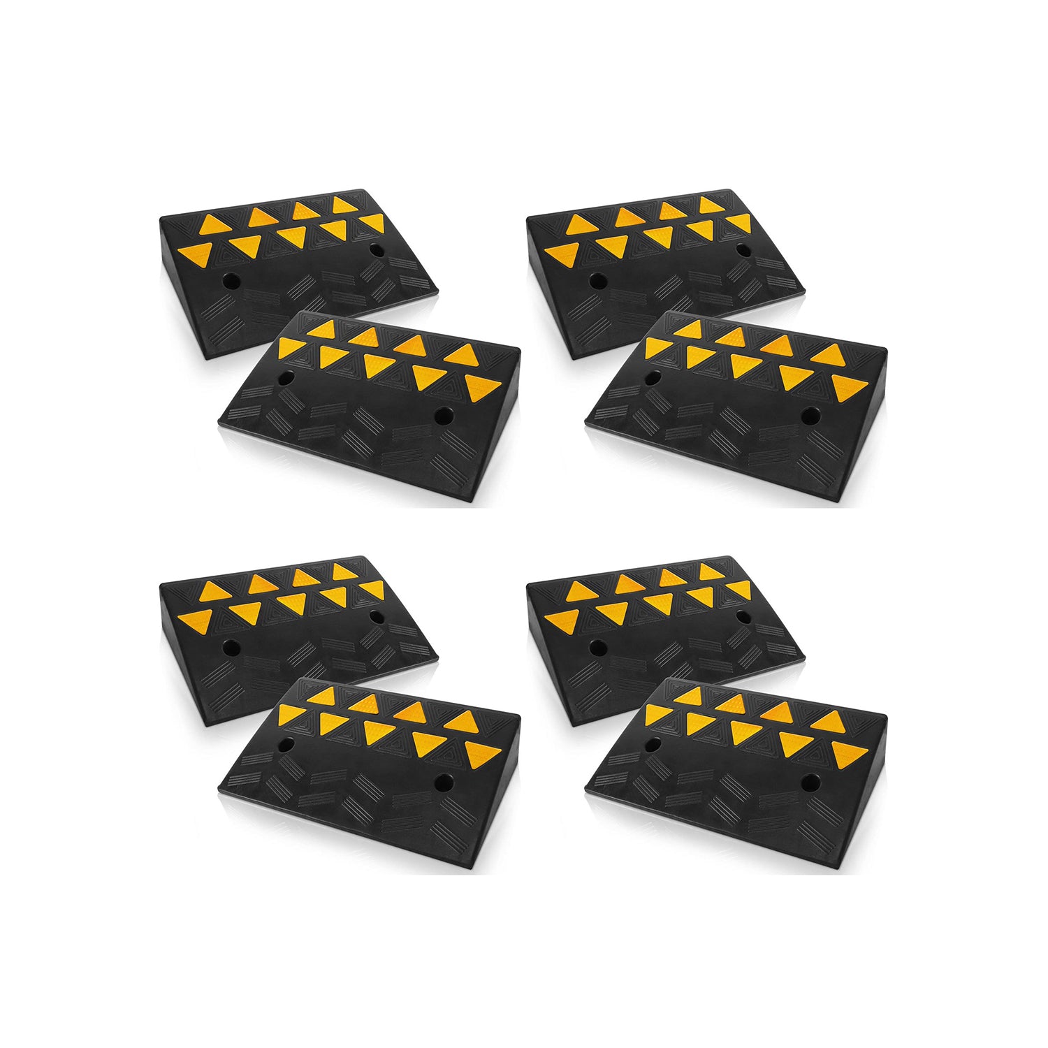 Pyle PCRBDR45 Car/Truck Heavy Duty Rubber Curbside Driveway Bridge Ramp (4 Pair) - VMInnovations