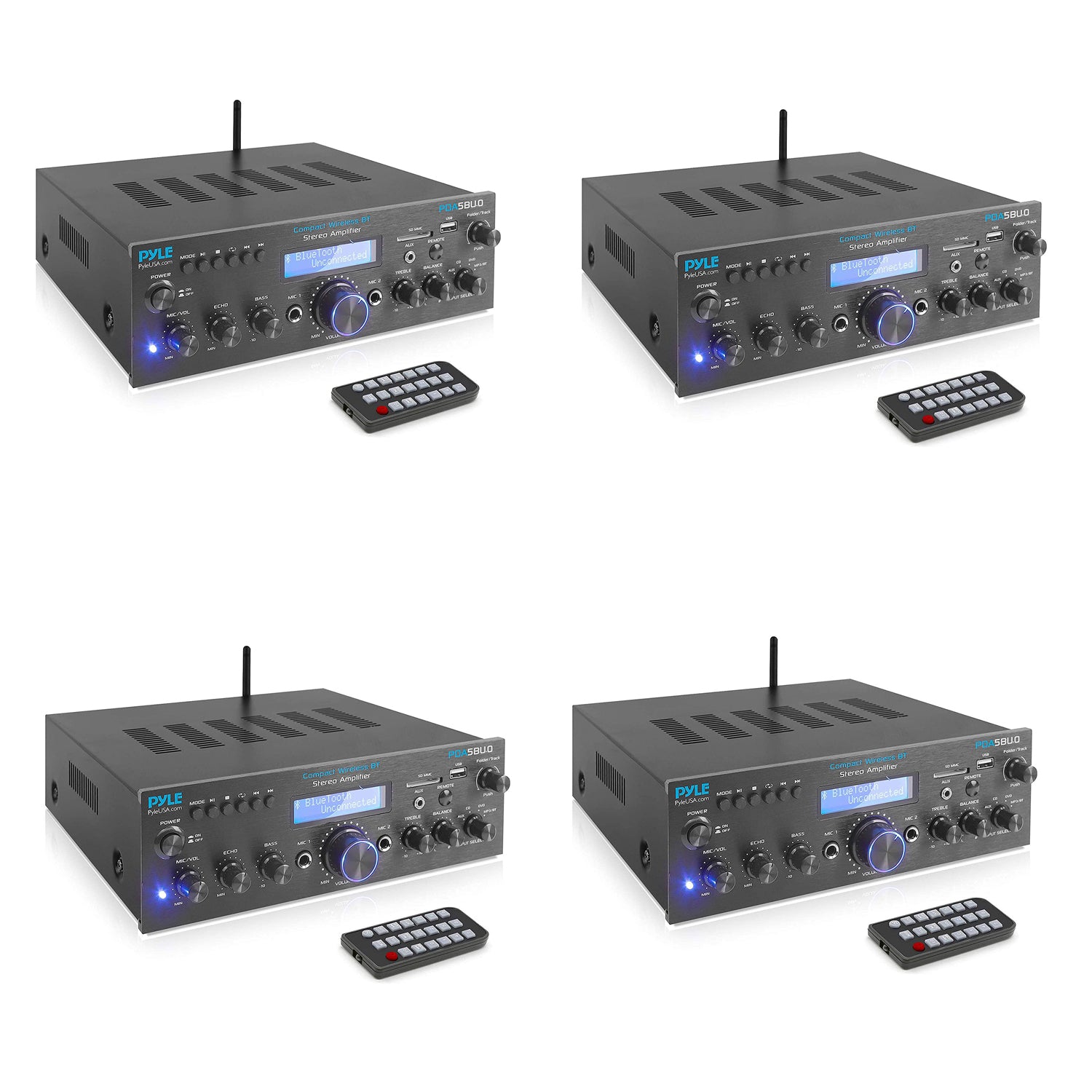 Pyle Compact 200 Watt Bluetooth Home Stereo Amplifier Receiver System (4 Pack) - VMInnovations