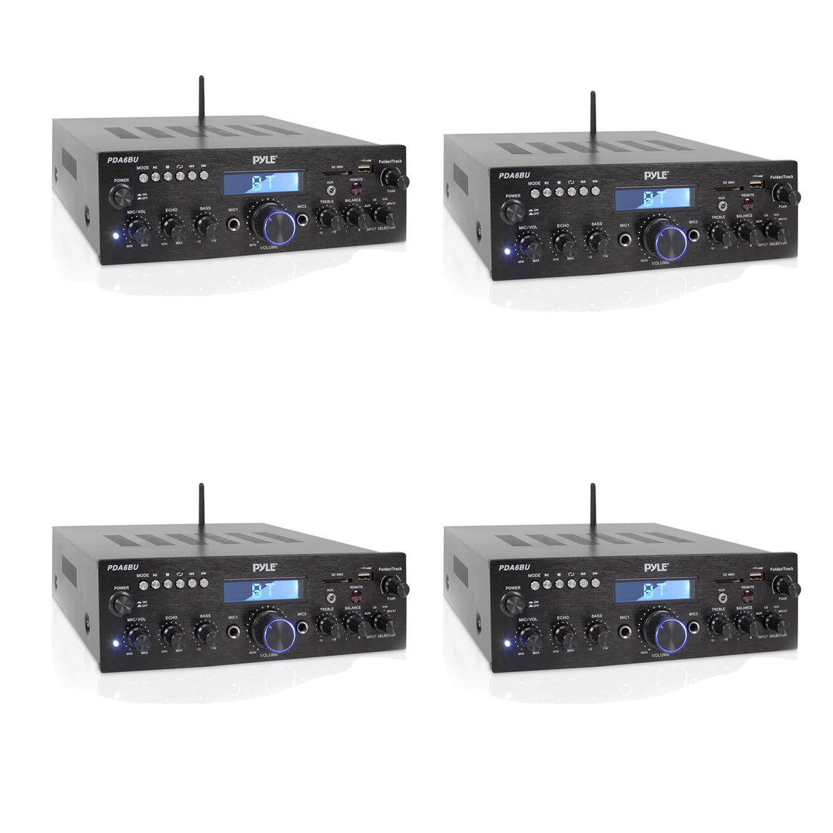 Pyle Compact 200 Watt Bluetooth Home Stereo Amplifier Receiver System (4 Pack)