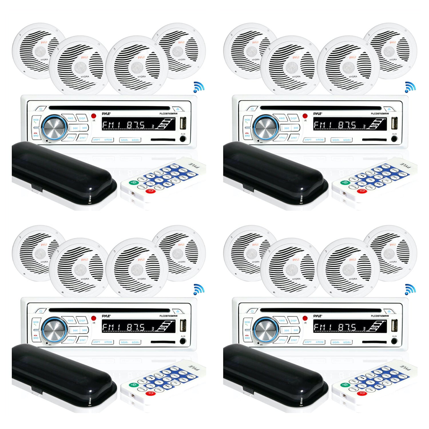 Pyle Marine Bluetooth Receiver Stereo System with 2 6.5 Inch Speakers (4 Pack) - VMInnovations
