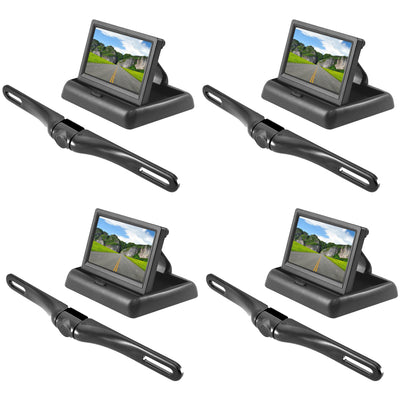 Pyle PLCM4500 Backup Rear View Car Camera and Pop Up Monitor System (4 Pack)