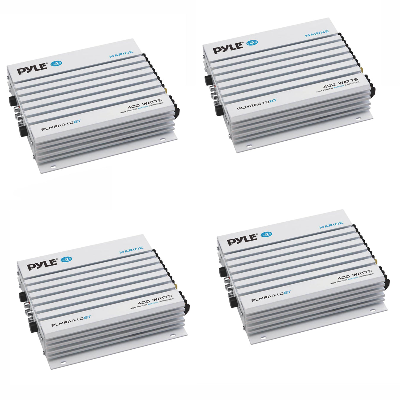 Pyle PLMRA410BT Bluetooth 400W 4 Channel Waterproof Marine Amplifier (4 Pack)