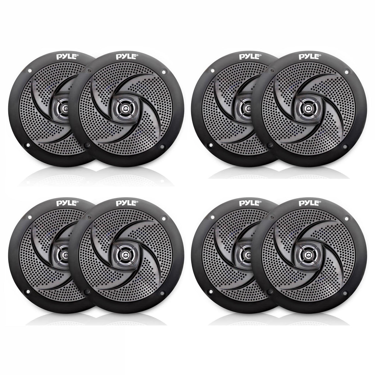 Pyle PLMRS5B 5.25-In Waterproof Low Profile Marine Speakers, Black (8 Speakers)