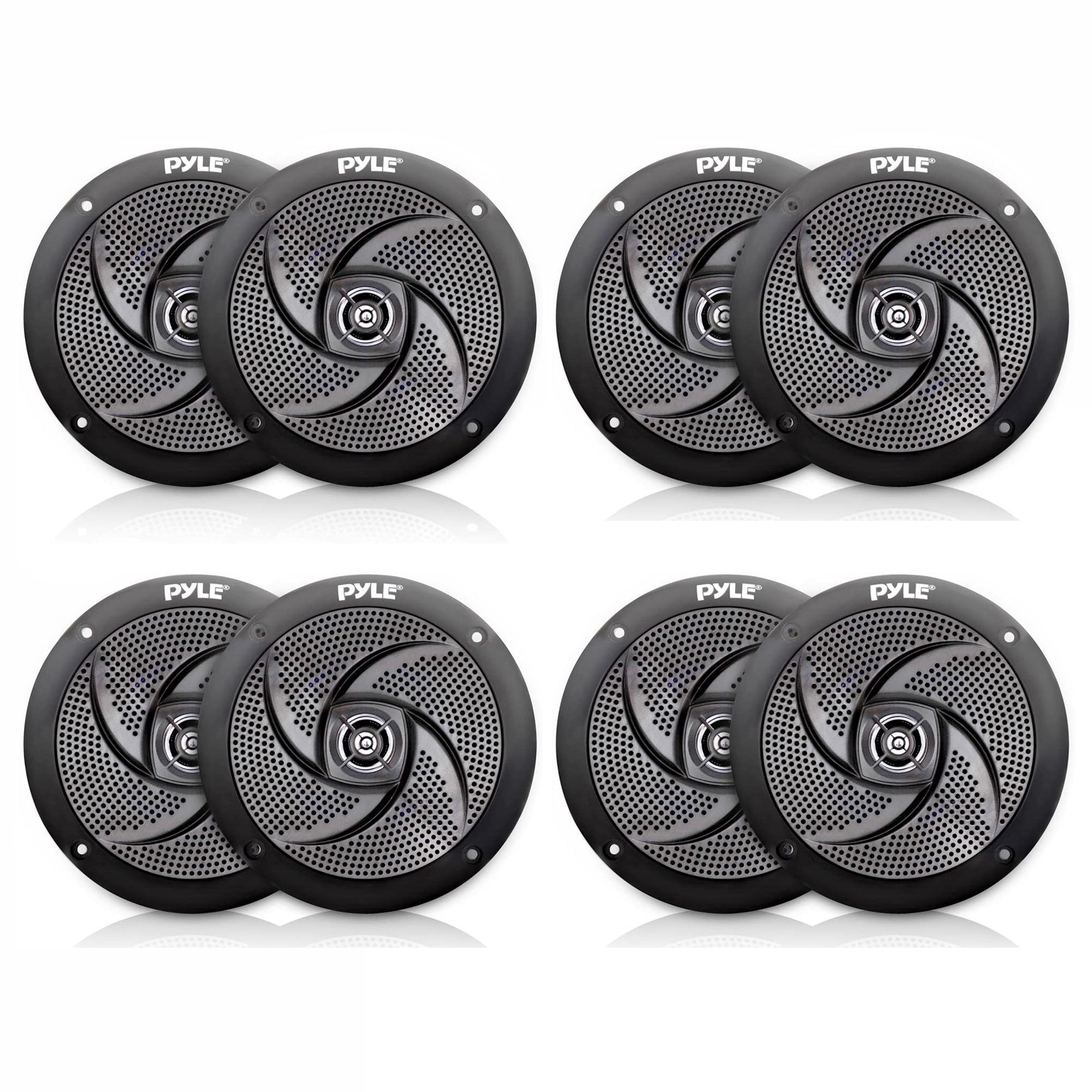 Pyle PLMRS5B 5.25-In Waterproof Low Profile Marine Speakers, Black (8 Speakers) - VMInnovations