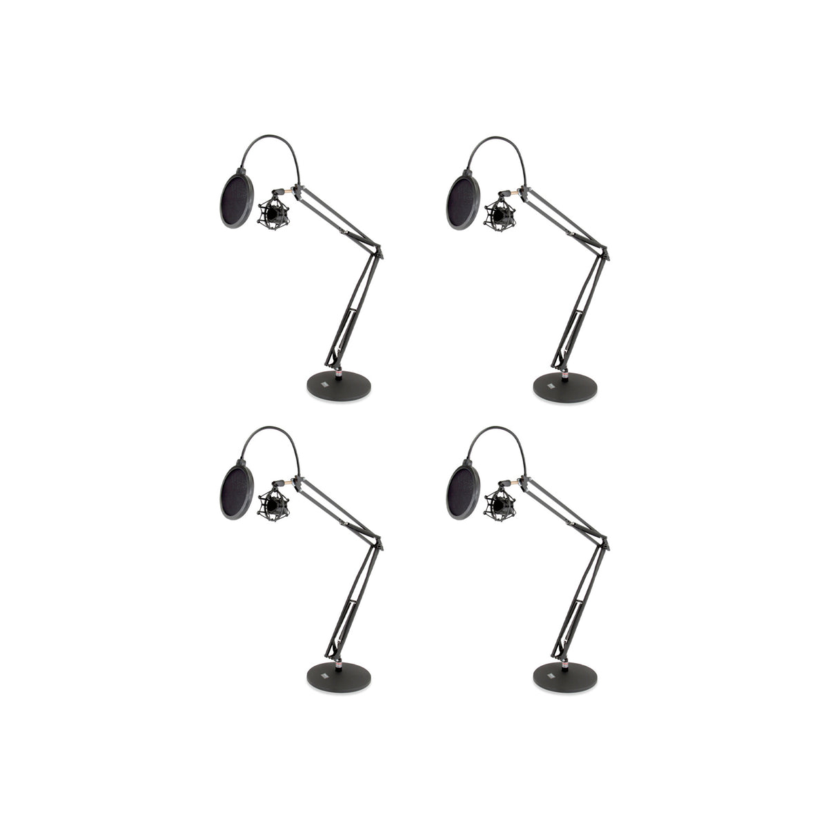 Pyle PMKSH24 Microphone Boom Suspension Scissor Spring Arm Desk Stand (4 Pack)