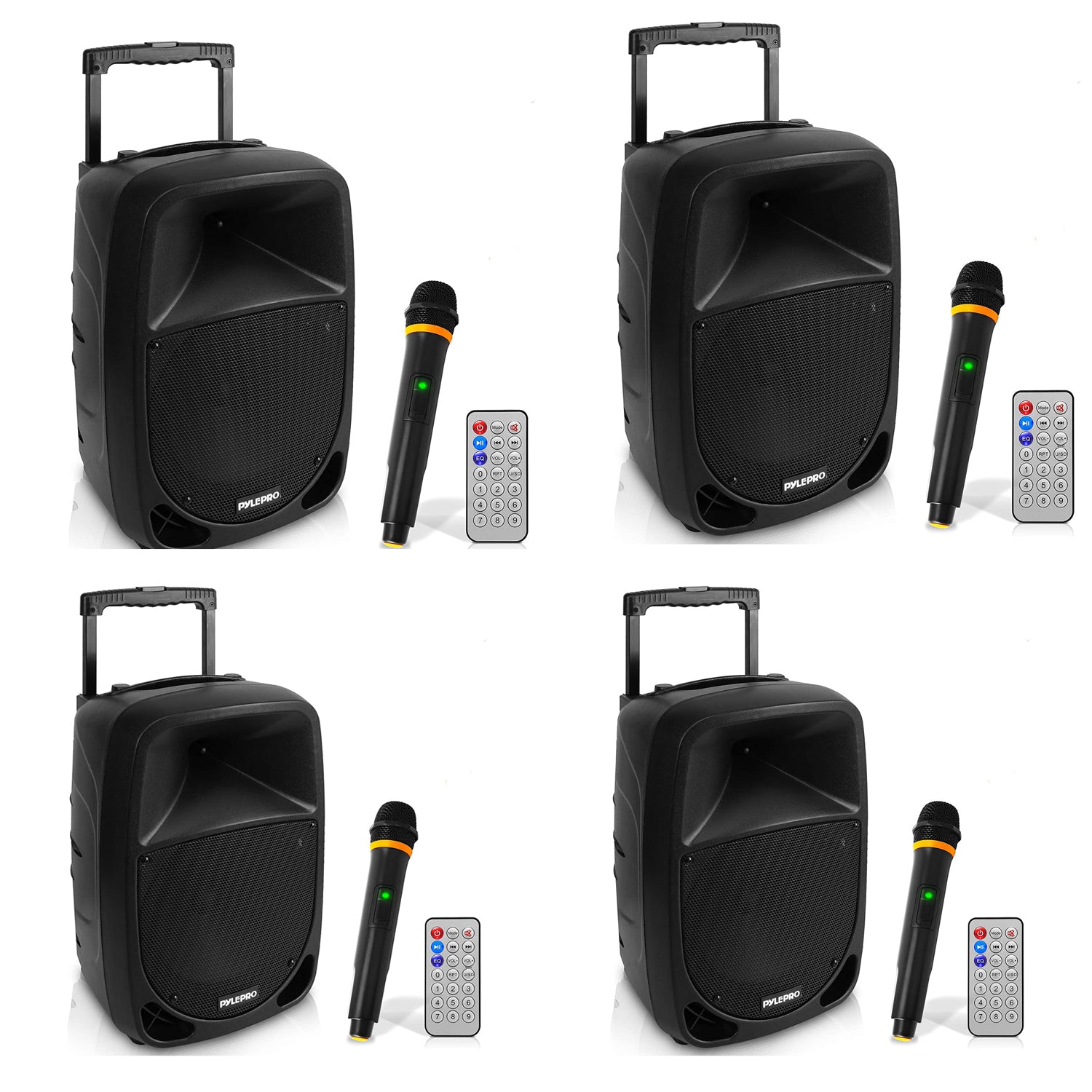 Pyle Bluetooth Portable Stereo Karaoke Speaker with Wireless Microphone (4 Pack) - VMInnovations