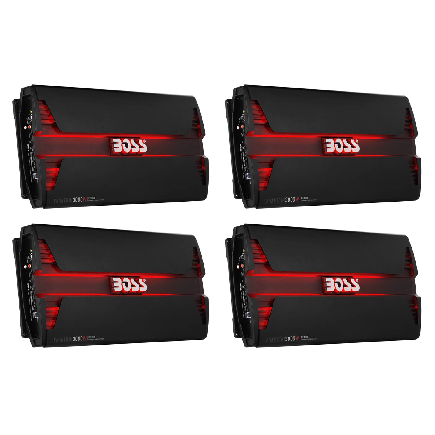 Boss Audio 3000W 2 Channel Car Audio Amplifier Power LED Amp+Remote (4 Pack) - VMInnovations
