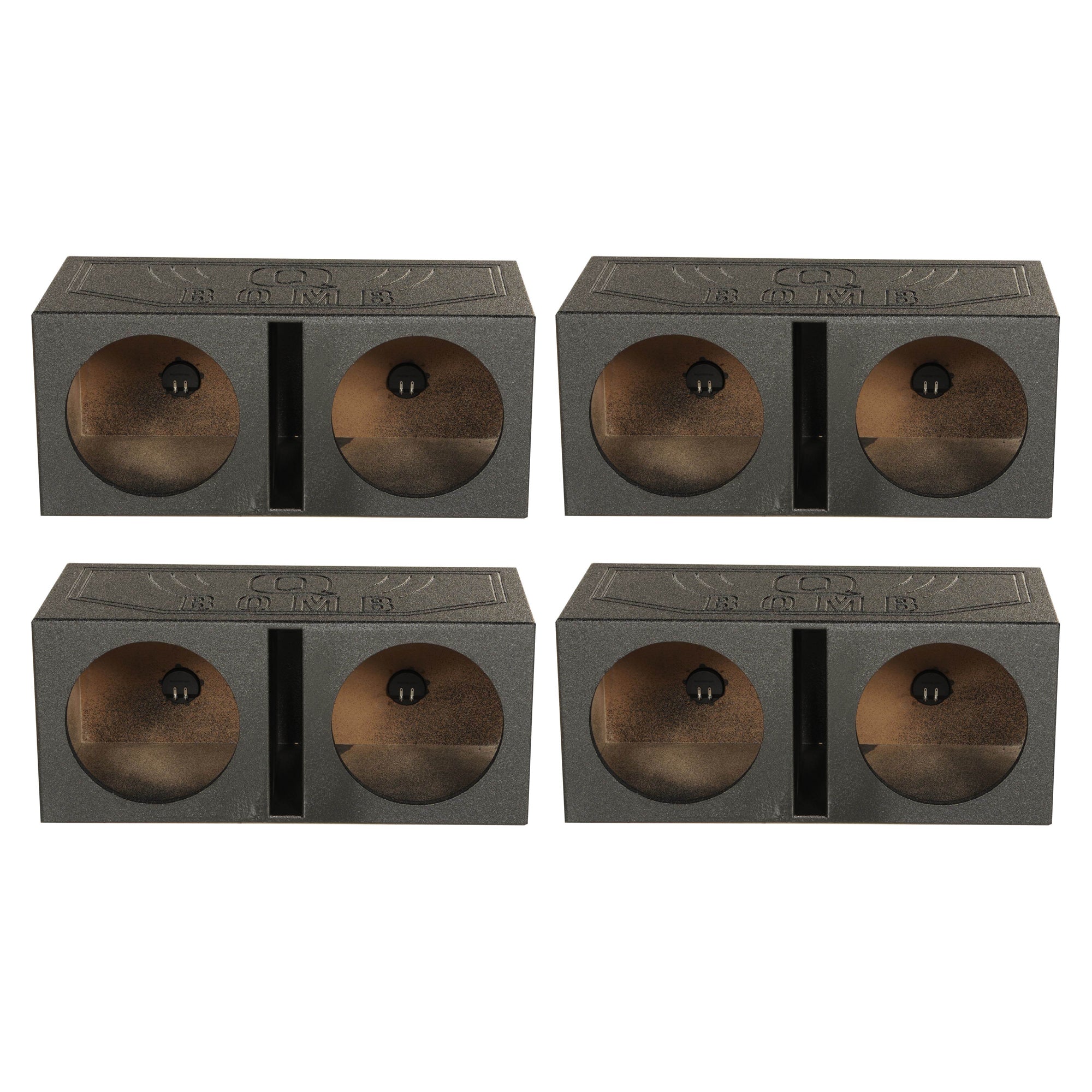 QPower Dual 12 Inch Vented Ported Subwoofer Sub Box with Bedliner Spray (4 Pack) - VMInnovations