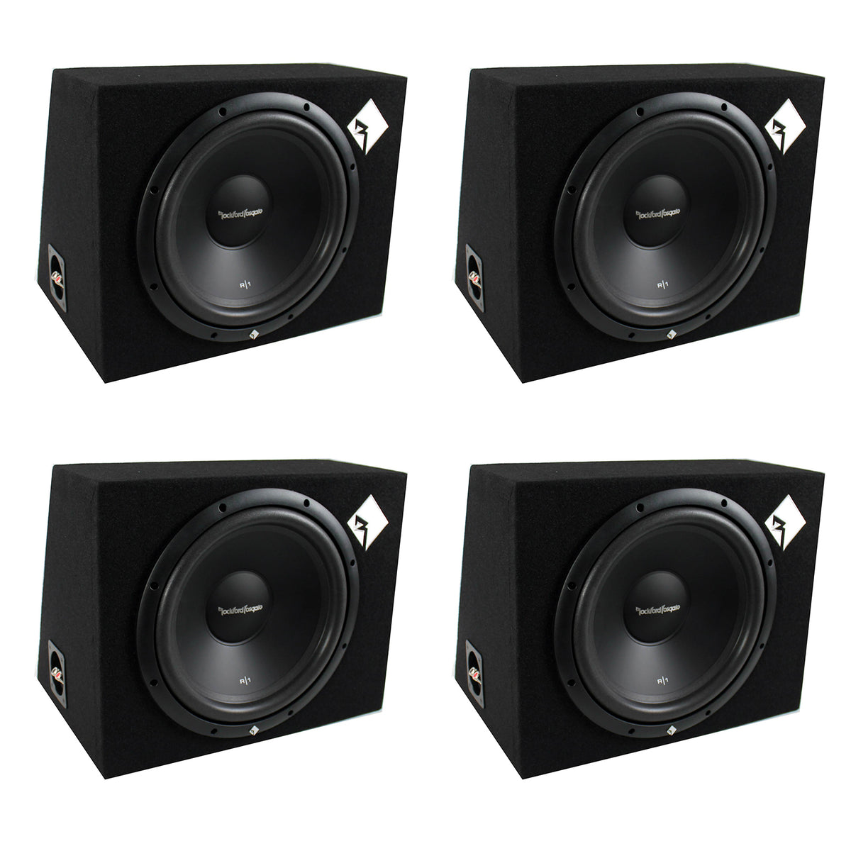 Rockford Fosgate 12-inch 400 Watt Loaded Car Subwoofer Sub Enclosure (4 Pack)
